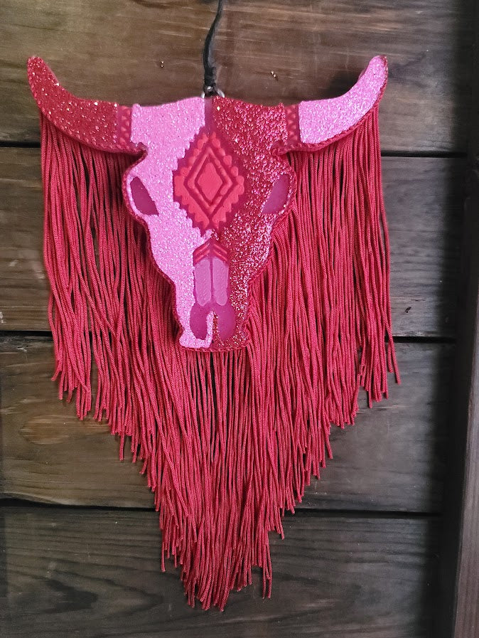 Rosy Red Cow Skull Freshie