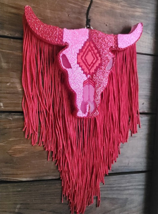 Rosy Red Cow Skull Freshie